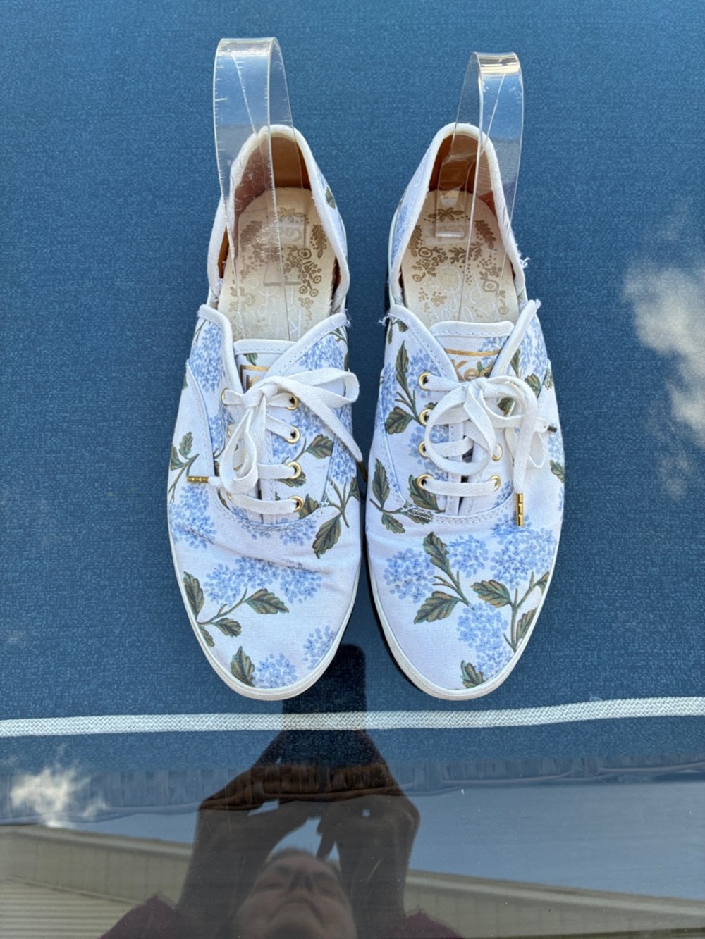 Keds Floral Canvas Lace-Up Sneakers - White & Blue